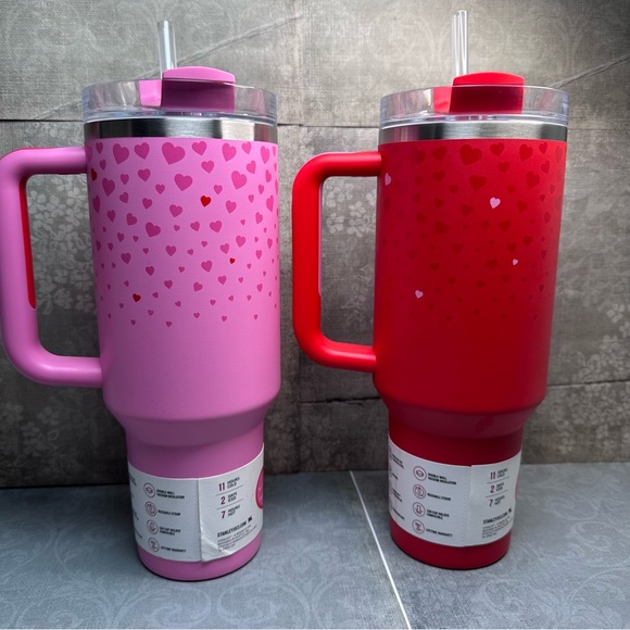 Stanley 40 oz Valentine’s Set | Red and Pink Heart 40 oz Tumblers - Picture 2 of 5